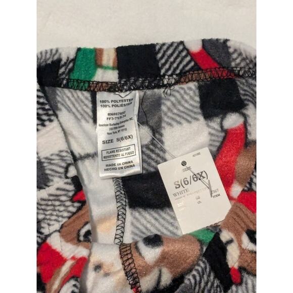 Black Plaid Christmas Sleepwear Kid's Pants Size S (6/6X) - Picture 4 of 5